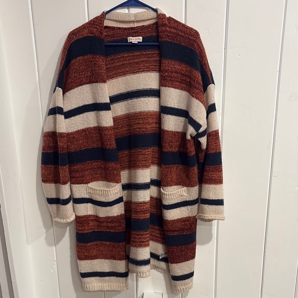Striped Knit Cardigan Sweater